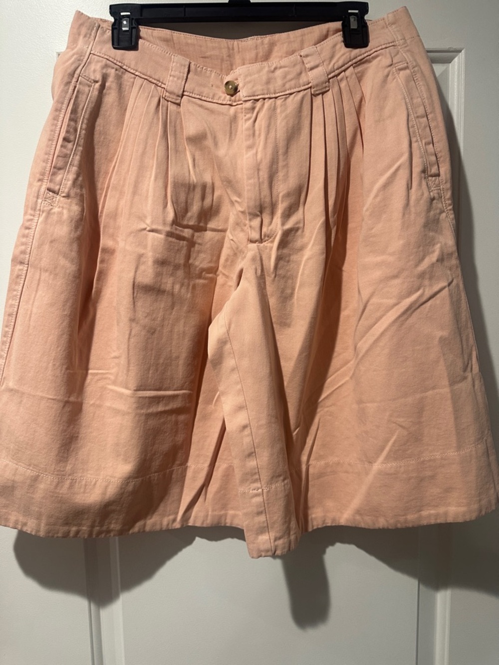 Free People Peach Pleated Bermuda Shorts